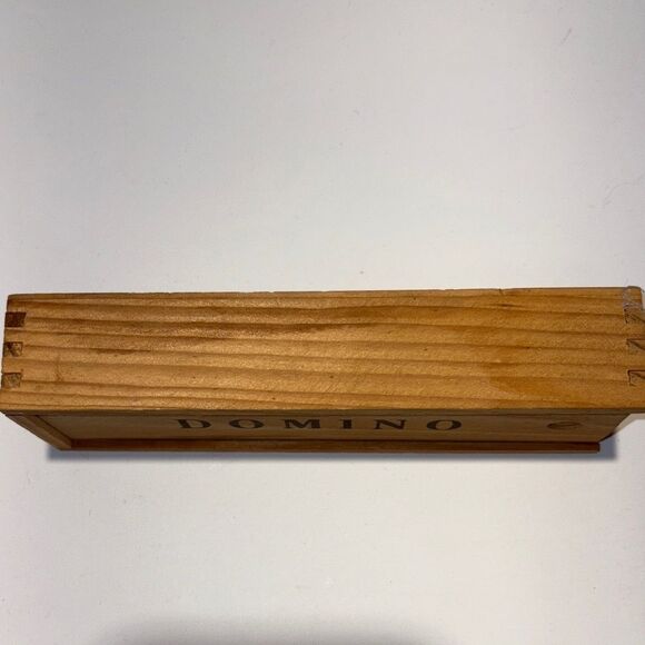 Natural Wood dominos  Storage Box with small wooden dominos. - Picture 4 of 5
